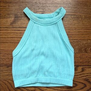 Aerie Light Blue Ribbed Crop Top
